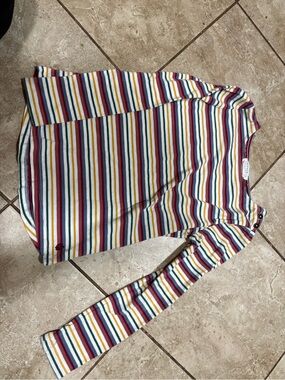 Fat Face Kids Long Sleeve Striped Top in White, Red, Blue, Yellow, Green